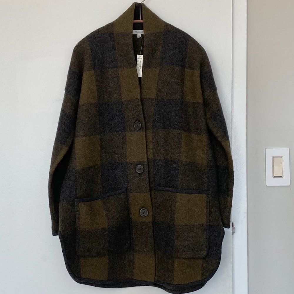 NWT Madewell Buffalo Check Sweater Coat XXS